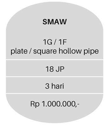 Pelatihan Pengelasan SMAW 1G / 1F plate / square hollow pipe